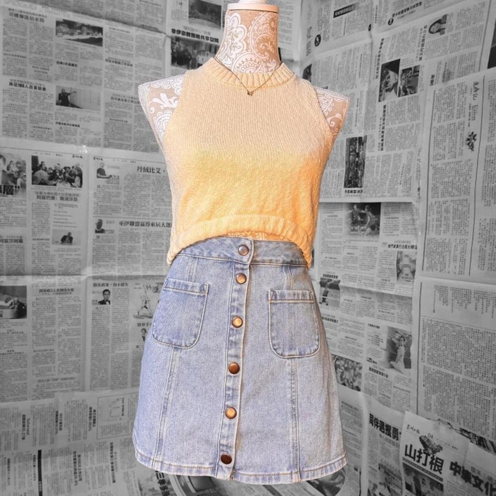 Altar'd State Cream Knit Halter Crop Top Women's XS Open Back Tie 100% Cotton
